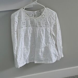 J. Crew Factory White Eyelet Blouse